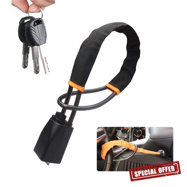 Car Steering Wheel Lock - Universal Anti-Theft Device Adjustable Seat Belt Buckle Steering Wheel Lock Fits Most Vehicles