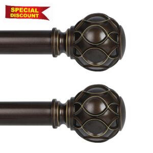 TANGWIN 2 Pack Bronze Curtain Rods for windows 28 to 48 Inch(2.3-4Ft)