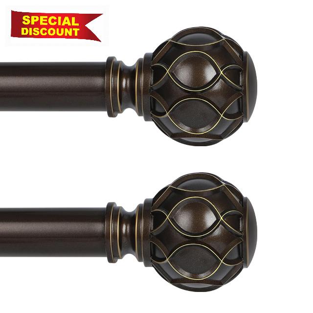 TANGWIN 2 Pack Bronze Curtain Rods for windows 28 to 48 Inch(2.3-4Ft)