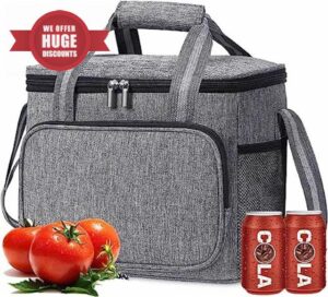 Ozzwolle Insulated Bag for 24Can (15L) Reusable Thermal Bag Leakproof Freezable Cooler Bag Organizer with Adjustable Shoulder Strap for Women Men Office Work Picnic Hiking Beach