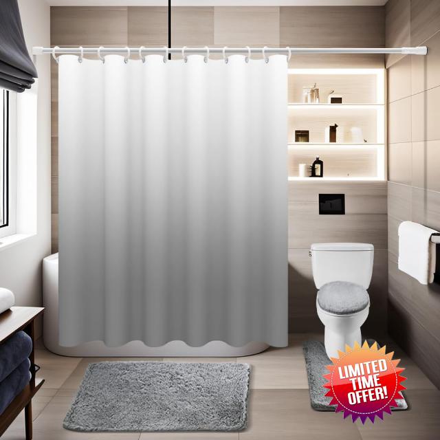 Bathroom Sets with Shower Curtain and Rugs (Light Gray)