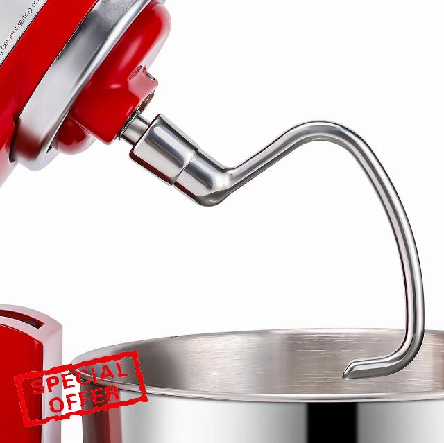 Stainless Steel Dough Hook for KitchenAid Tilt-head & 4.5-5 Qt Mixers