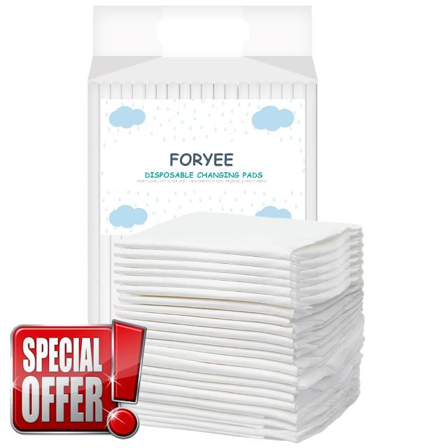 FORYEE Disposable Underpads 23 x 36 Inches Incontinence Bed Pads with High Absorbent and Leak-Proof Design 20 Count White