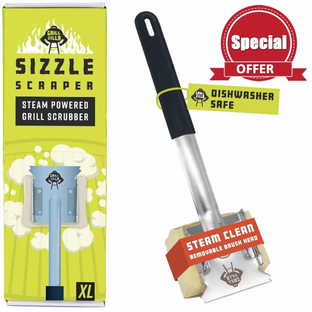 GrillZilla - Bristle Free Grill Brush with Removable Brush Head and Built-in Scraper - Barbeque Cleaner for Outdoor Appliances and Grills - Removes Grime and Dirt