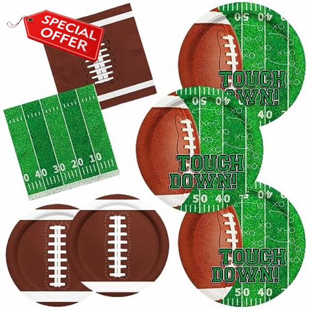 Gatherfun Football Party decorations, Includes football Plates