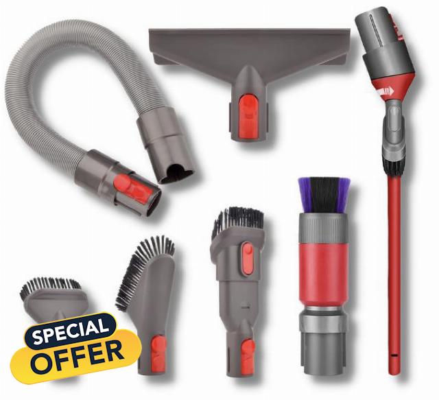 Replacement Attachment Kit for Dyson V15 V12 V11 V10 V7 V8 Absolute Detect Cyclone Fluffy Brush Tools:Traceless/Soft/Stiff Bristle Extension Hose Mattress Brush Upgrade Crevice Tool