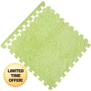 11.81Inch Polish Blanket Carpet Colors Velvet Polyester Decor Square Eco-Friendly Carpet in 12 Colors 12 Pieces (Green)