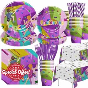 APOWBLS Rock Climbing Party Supplies Tableware