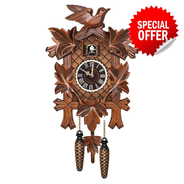 ikasus Cuckoo Clock Quartz Cuckoo Clock Antique Birdhouse Clock Tranditional Wooden Pendulum Quartz Wall Clock Wooden Hanging Clock Time Display Wall Clock for Home Bedroom Wall Decoration Type 2