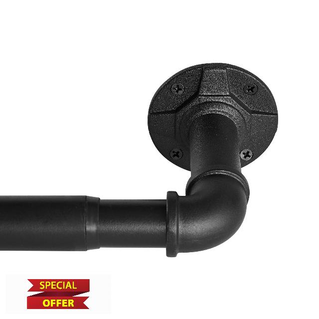 1 Inch Industrial Curtain Rods for Windows 48 to 84 Inches