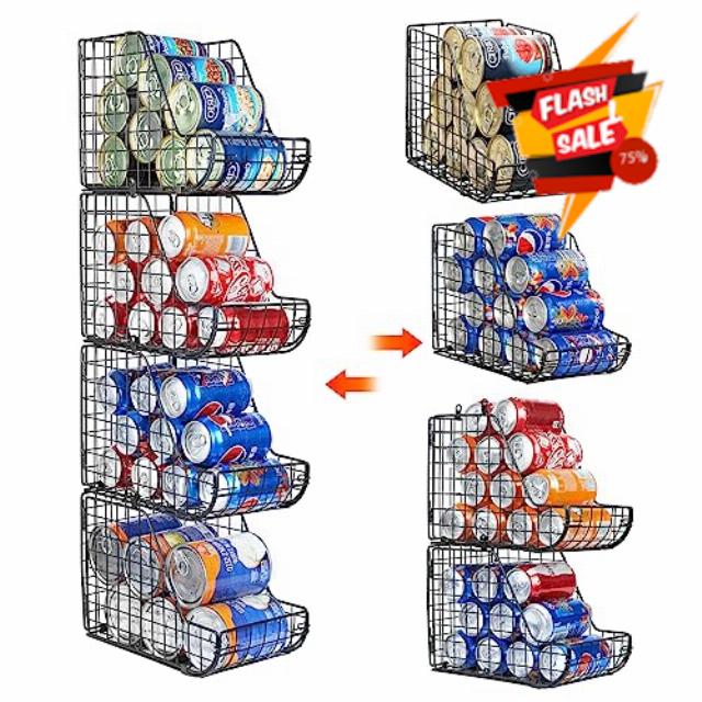 X-cosrack Stackable Can Organizer for Pantry-4 Pack