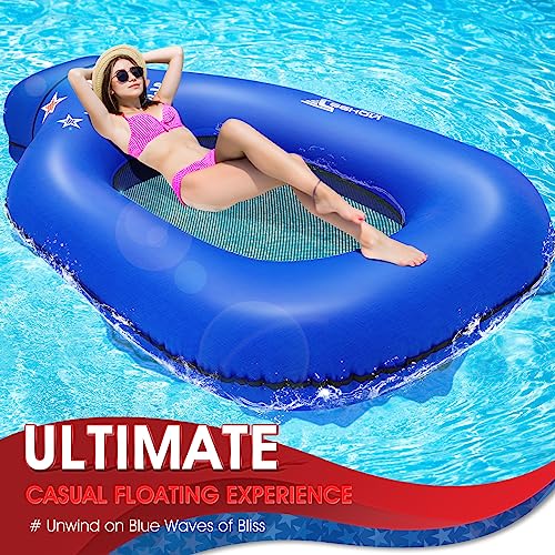 No Pump Required Pool Floats Adult with Cool and Comfortable Material Large Pool Floaties Recliner Super Stable Inflatable Pool Float for Swimming Pool