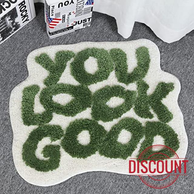 Urtlmaji You Look Good Bath Mat Green Bathroom Rugs Funny Cute Bath Rugs Non Slip Microfiber Plush Preppy Small Cool Shower Rug Washable Absorbent Floor Mat for Bathtub Sink 25"x21"