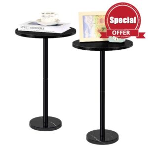 Round Side Table Small End Table Set of 2 Black Round Coffee Table Modern Nightstand Kids Bedside Table Outdoor Accent Table for Small Spaces Living Room Bedroom Patio