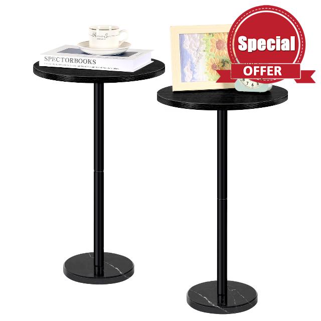 Round Side Table Small End Table Set of 2 Black Round Coffee Table Modern Nightstand Kids Bedside Table Outdoor Accent Table for Small Spaces Living Room Bedroom Patio