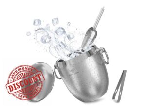 SWANKYCOW Insulated Ice Bucket XXL Set - 3 L Capacity Ice Container - Rust Resistant Ice Bucket for Tables & Bars - Sturdy Handles Freezer Ice Bucket