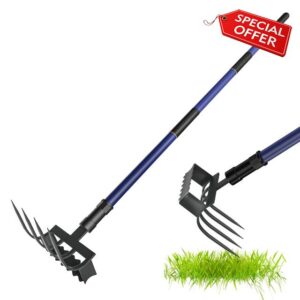 Stirrup Hoe and Cultivator Garden Tool - Weed Rake 2 in 1 Heavy Duty， Gardening Tools for Weeding