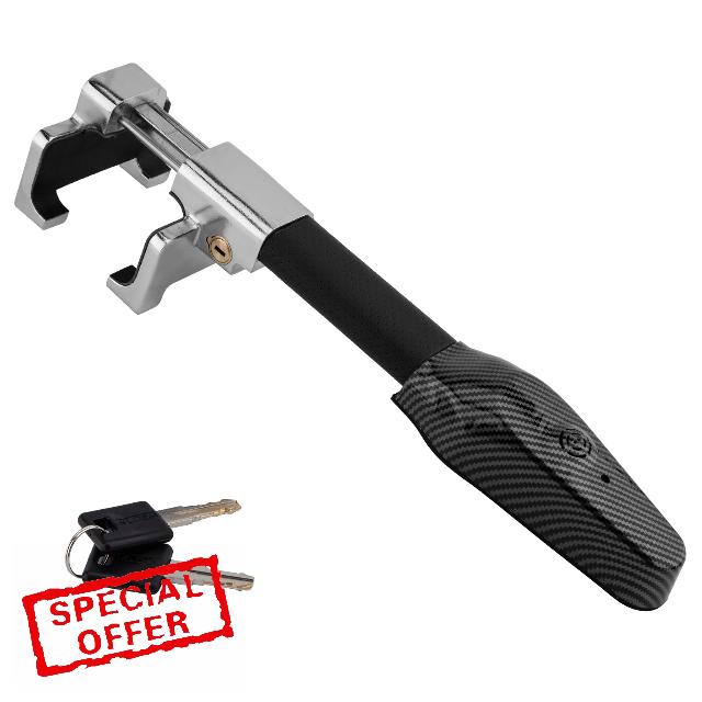 NIGOOLATA Car Steering Wheel Lock with Alarm Heavy Duty Retractable Vehicle Anti-Theft Lock for Auto Truck SUV Van