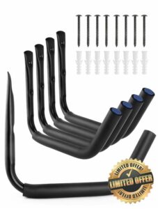 ZONRUNZ 15-Inch Heavy Duty Garage Storage Hooks (4-Pack) - Wall Mounted Kayak Storage Hanger Rack for Ladders