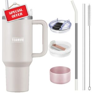 TEAMVV 40 oz Tumbler with Handle and Straw Lid