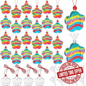 Suttmin 30 Pack Sand Art Bottle Necklaces for Kids Sand Art Craft Kit Fun Craft Party Supplies Favors DIY Art Activity Group Include Clear Plastic Mini Funnels