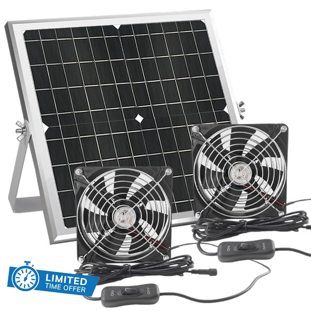 Bairnqner 20W Solar Powered Fan for Chicken Coop