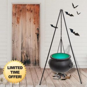 Halloween Decor Outdoor - Large Witches Cauldron on Tripod with LED Light Yard Home Porch Decorations Hocus Pocus Candy Bowl by BIGINIWA