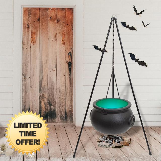 Halloween Decor Outdoor - Large Witches Cauldron on Tripod with LED Light Yard Home Porch Decorations Hocus Pocus Candy Bowl by BIGINIWA