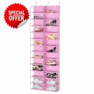 Sutinban 26 Pockets Clear Over the Door Shoe Organizer