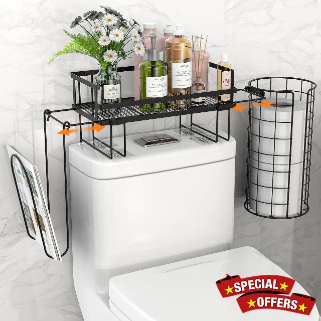 Multifunctional Over The Toilet Storage Shelf with Paper Holder