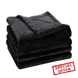 HYLEORY Fleece Blanket Queen Size Black Bed Blanket for Couch
