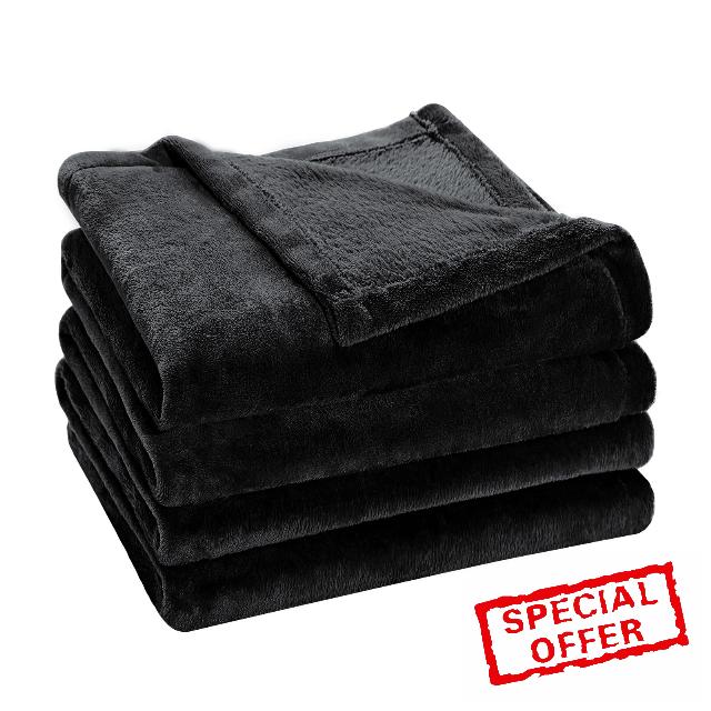 HYLEORY Fleece Blanket Queen Size Black Bed Blanket for Couch
