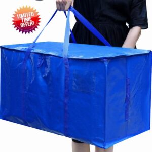 6 Pack blue Extra Large Moving Bags with Zippers & Carrying Handles