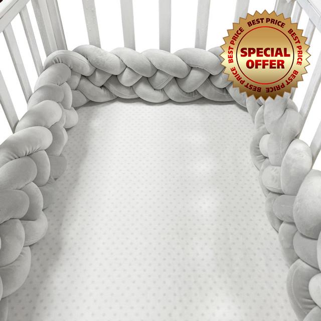 EvikOo 4 Shares Braided Cot Bumper