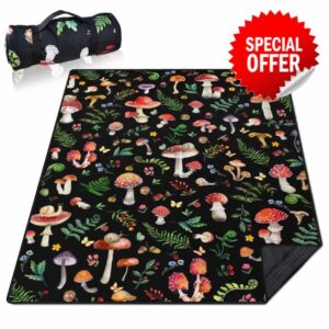 treasurel Mushroom Picnic Blankets Waterproof Foldable