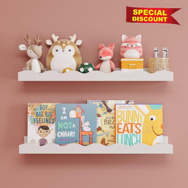 Floating Shelves for Wall Décor 24 Inch Long Set of 2 Nursery Book Shelves Wall Mounted Shelves for Books