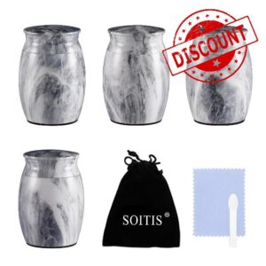 SOITIS Gray Marbling Small Urns Small Keepsake Urn for Human Ashes Mini Keepsake Urns for Ashes Small Cremation Urns for Ashes - Set of 4
