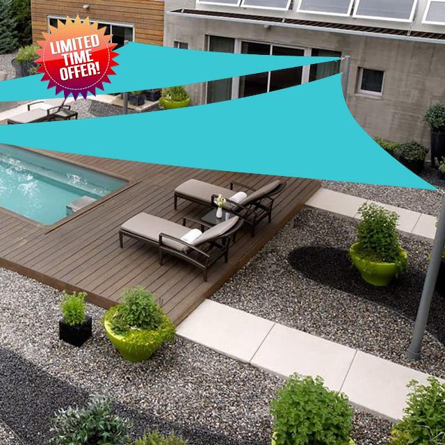 SHADEWIZ Triangle 24' x 24' x 24' Turquoise Sun Shade Sail Canopy Awning for Patio Backyard Lawn Garden Outdoor Activities Commercial Grade UV Block Mesh Netting