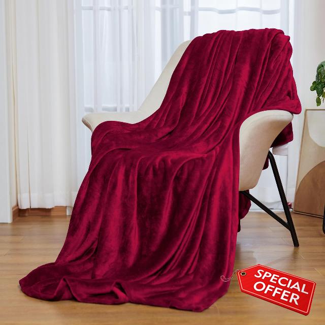 HYLEORY Fleece Blanket Red Throw Blanket for Couch
