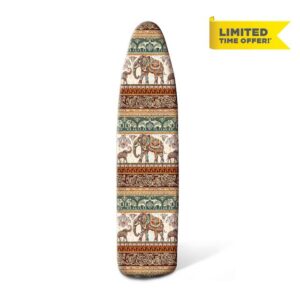 Nmbvcxz Lotus Elephants Butterflies Ironing Board Cover and Pad，Non Stick Resist Scorching and Staining，Standard Size 15x54 Inch Thick Padding Elastic Edge and 4 Fasteners