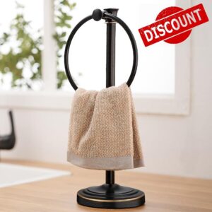 Hoimpro Bronze Bathroom Standing Towel Ring Holder for Bathroom Vanities and Kitchen Countertops