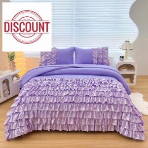 Tasselily Princess Ruffle Comforter Set with Sheets