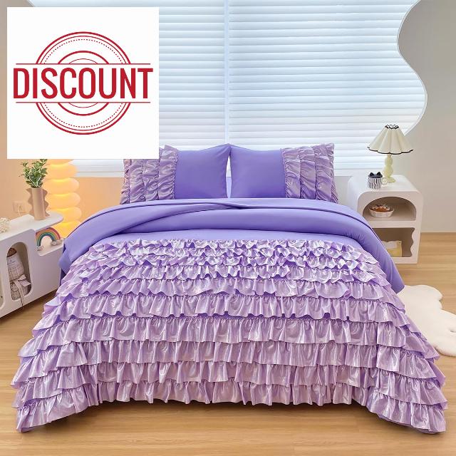 Tasselily Princess Ruffle Comforter Set with Sheets