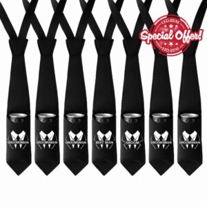 PartyGifts&beyond 7 Pack Portable Hands-Free Funny Best Man Groom Groomsmen Bachelor Party Favors Necktie Beer Bottle Can Drink Cooler Holder Sleeve Proposal Gifts Box Ideas Set of 7 for Wedding