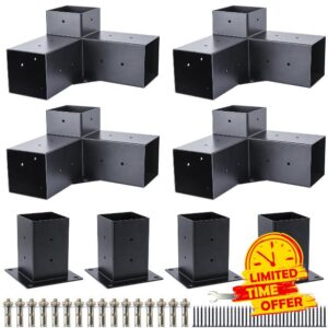 Pergola Brackets Kit 4x4 - BRRIY 3-Way Right Angle Corner Bracket