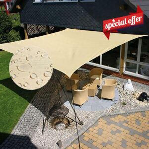 KALINCO 10' x 13' Beige Square Waterproof Sun Shade Sail Canopy Awning