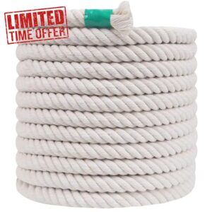 Twisted Cotton Rope - 1/2 Inch&times;100 Feet - Natural White Rope - Thick Soft Rope for Crafts