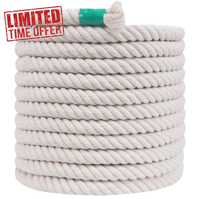 Twisted Cotton Rope - 1/2 Inch×100 Feet - Natural White Rope - Thick Soft Rope for Crafts