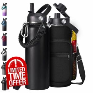 40 OZ Vacuum Insulated Stainless Steel Water Bottle-Black