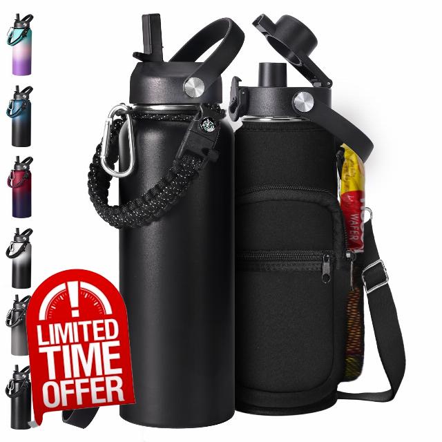 40 OZ Vacuum Insulated Stainless Steel Water Bottle-Black